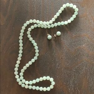 Jade and Sterling Necklace and Earring Set